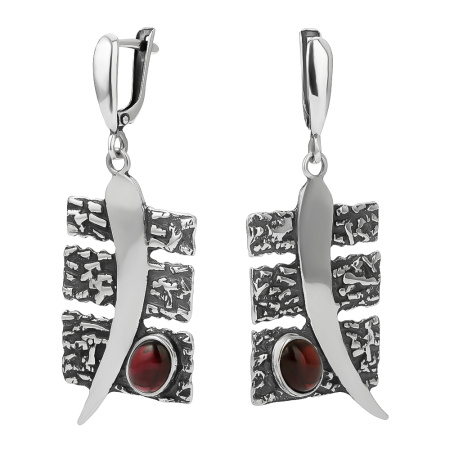 Серьги из серебра с родолитом