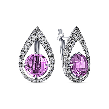 Серьги из серебра с аметистом и фианитами