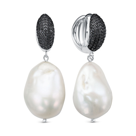 Серебряные серьги с шпинелью и жемчугом