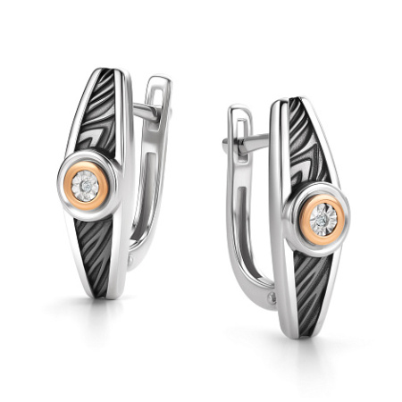 Серьги из серебра с бриллиантом