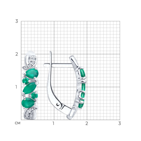 Серьги из серебра с агатами и фианитами