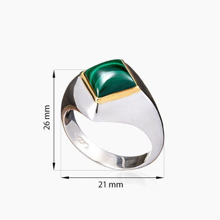 Кольцо из серебра с малахитом