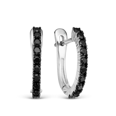 Серьги дорожки из серебра с чёрными фианитами
