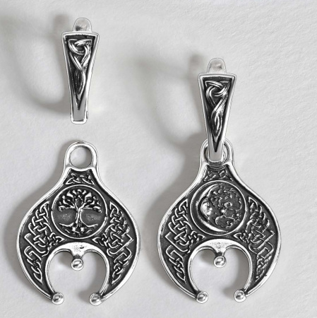 Серьги из серебра «Лунница» в славянском стиле