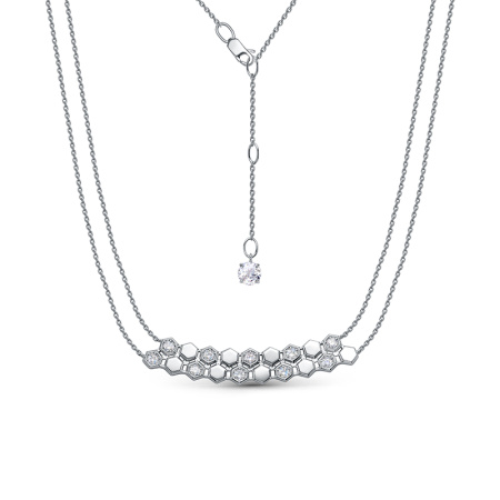 Серебряное колье с фианитами «Соты»