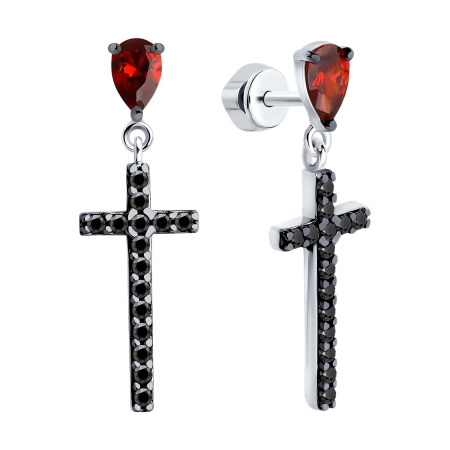 Серьги из серебра с фианитами «Крест»