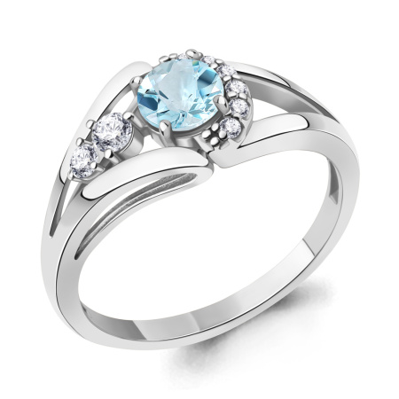 Кольцо из серебра с топазом и фианитами