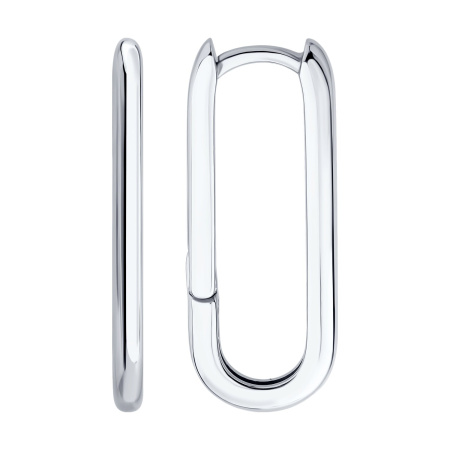 Серьги хупы Овал из серебра 925