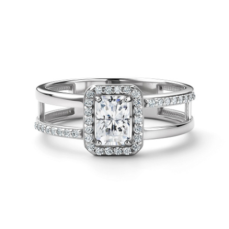 Серебряное кольцо с горным хрусталем и фианитами