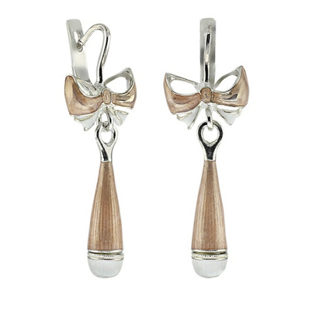 Серьги серебряные с эмалью «Бант»