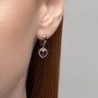 Серьги из серебра с гранатами и фианитами «Сердце»