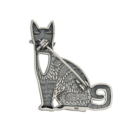 Серебряная брошь с эмалью «Кот Василий»