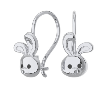 Серебряные детские серьги «Зайки» с эмалью