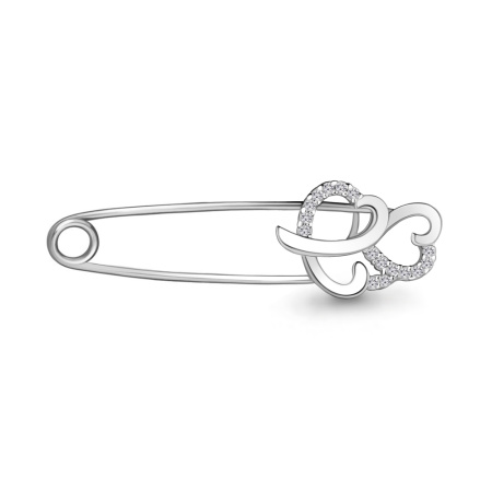 Серебряная булавка с фианитами