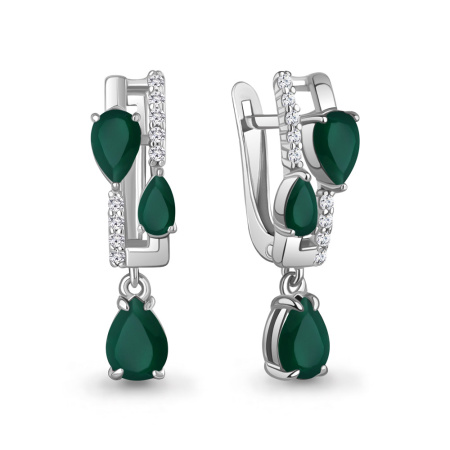 Серебряные серьги с агатами и фианитами