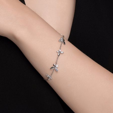 Браслет из серебра с топазами «Бабочки»