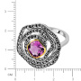 Серебряное кольцо с аметистами, марказитами Swarovski и позолотой
