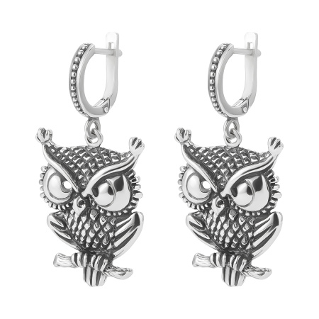 Серебряные серьги «Сплюшка сова»