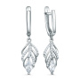 Серебряные серьги с фианитами «Листья»