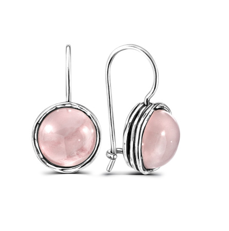 Серьги из серебра с розовым кварцем