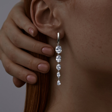 Серьги из серебра с фианитами