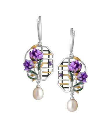 Серьги Крокус с жемчугом