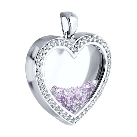 Подвеска из серебра с лейкосапфирами и фианитами «Сердце»