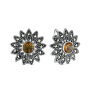 Серебряные серьги с султанитом и марказитами «Цветок»