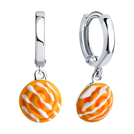 Серьги из серебра с эмалью «Булочка»