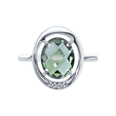 Кольцо из серебра с кварцем и фианитами