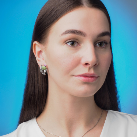 Серьги из серебра «Чертополох» с эмалью