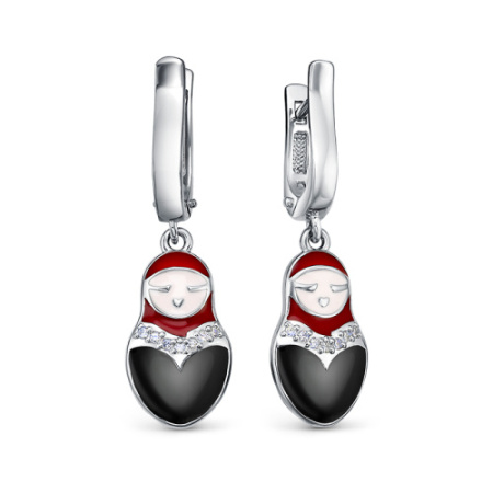 Серьги из серебра с эмалью «Матрешка»