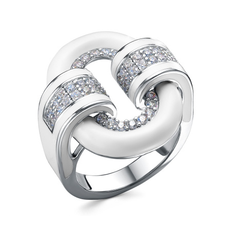 Серебряное кольцо с кубическим цирконием и эмалью