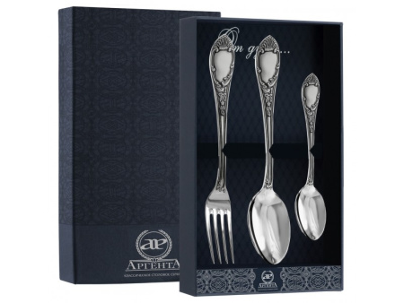 Серебряный набор столовый «Престиж» 3 предмета с чернением