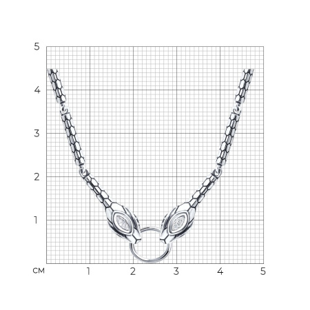 Колье из серебра с фианитам «Змея»