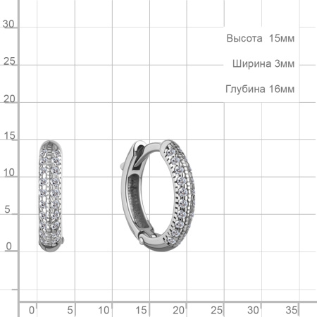 Серьги из серебра с фианитами