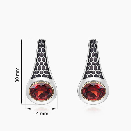 Серебряные серьги «Багровые Соты»