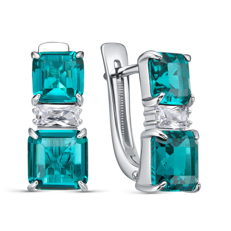 Серебряные серьги с алпанитом и фианитами