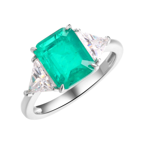 Кольцо из серебра с фианитами и ситаллом