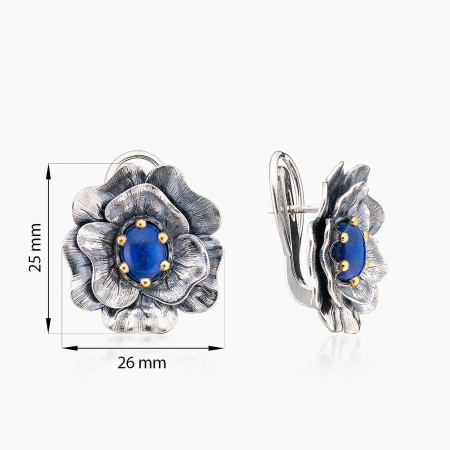 Серьги из серебра с камнем лазурит