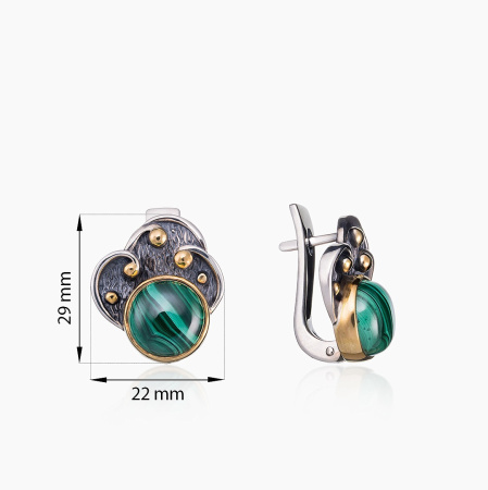 Серебряные серьги «Малахитовый Кокошник»