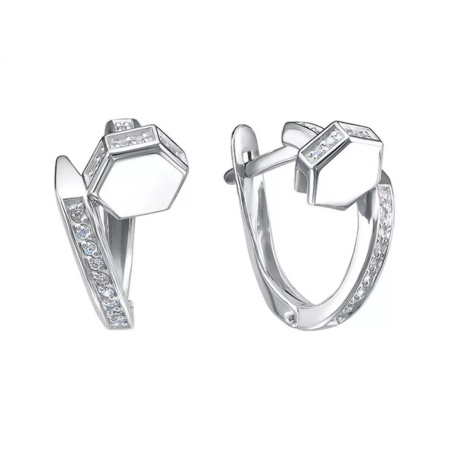 Серьги из серебра с фианитами «Гвоздь»