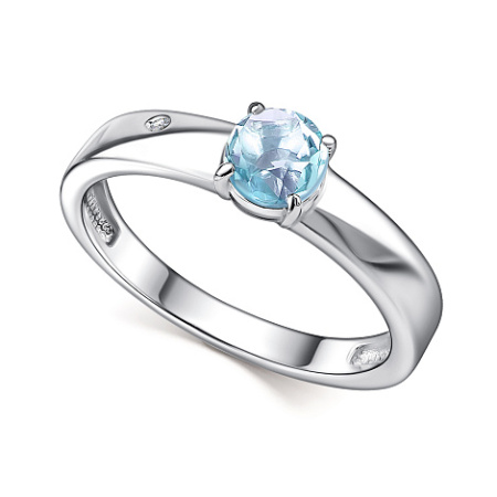 Серебряное кольцо с бриллиантом и топазом