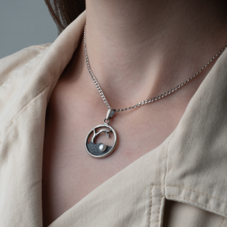 Серебряная подвеска с жемчугом «Дерево»