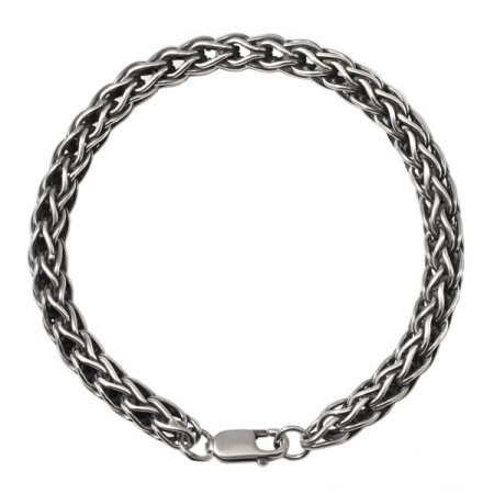 Серебряный браслет «Лисий хвост» с чернением 6 мм