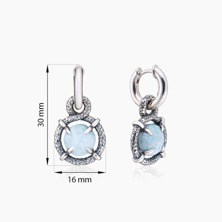 Серьги из серебра с камнем ларимар
