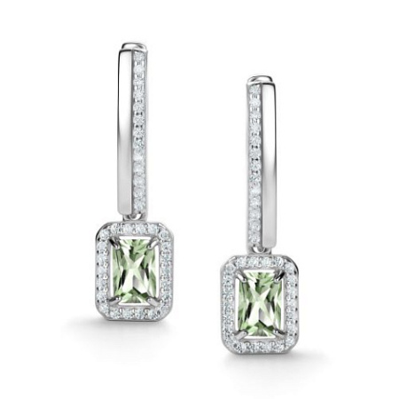 Серебряные серьги с празиолитом и фианитами