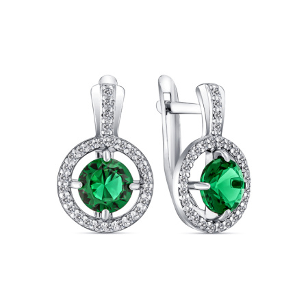 Серебряные серьги с празиолитом и фианитами