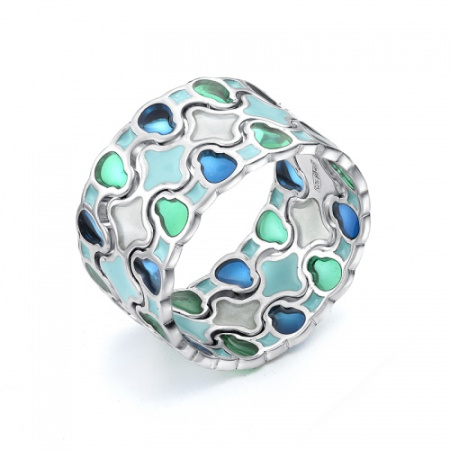 Сет серебряных колец с витражной эмалью
