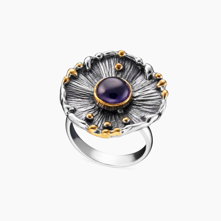 Серебряное кольцо «Аметистовая Энигма»